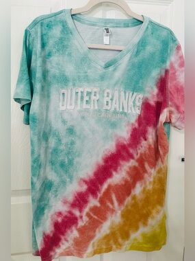Tie-Dye V-Neck Short Sleeve Tee - Multi